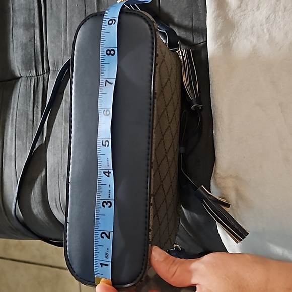 Lunamoon Womens Adjustable Crossbody Strap Navy Gray Diamond Pattern Bag - Picture 9 of 10